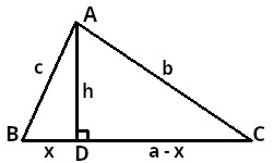 De driehoek △ABC voor de formule van Heron